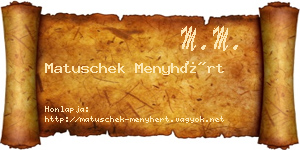 Matuschek Menyhért névjegykártya